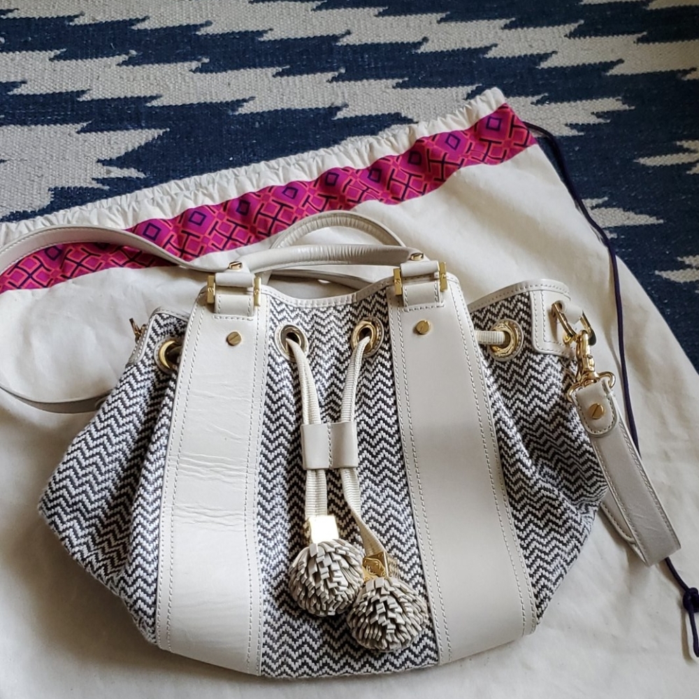 TORY BURCH Chevron Bucket Bag w/ Dust Cover